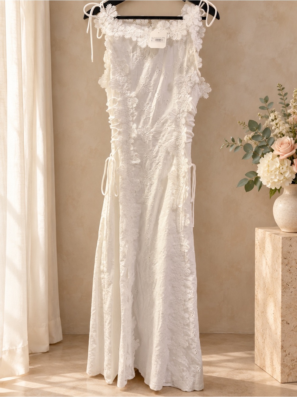 Altar’d State White Floral Eyelet Lace Maxi Dress – Medium – NWT